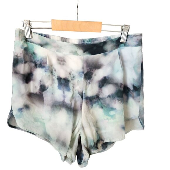 NIQUE 100%‎ Silk Elastic Waist Shorts Size 10 (fits Small) Water color Lined - Picture 1 of 12